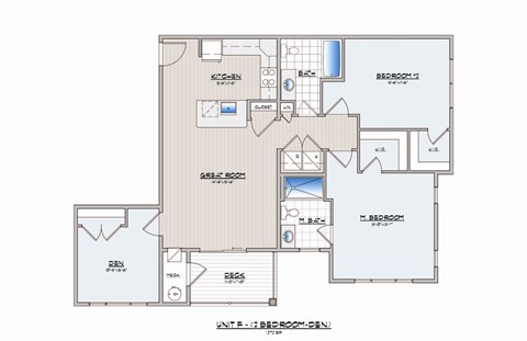 2 Bedroom With Den, 1,128 sq. f. at Holly Oaks, Maryland